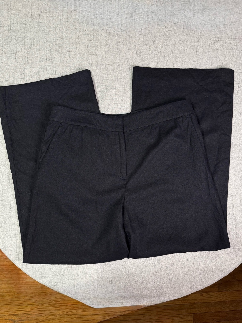 The LOFT Clean Wide Leg Pants in Linen Blend Black Size 14 - Picture 9 of 12